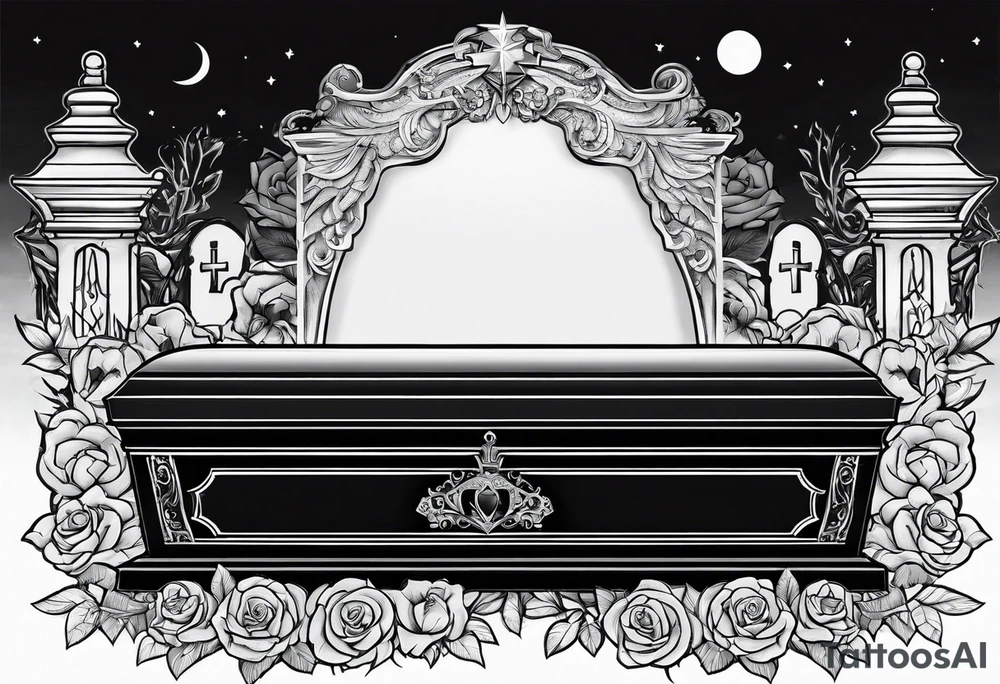 Coffin in graveyard tattoo idea