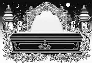 Coffin in graveyard tattoo idea