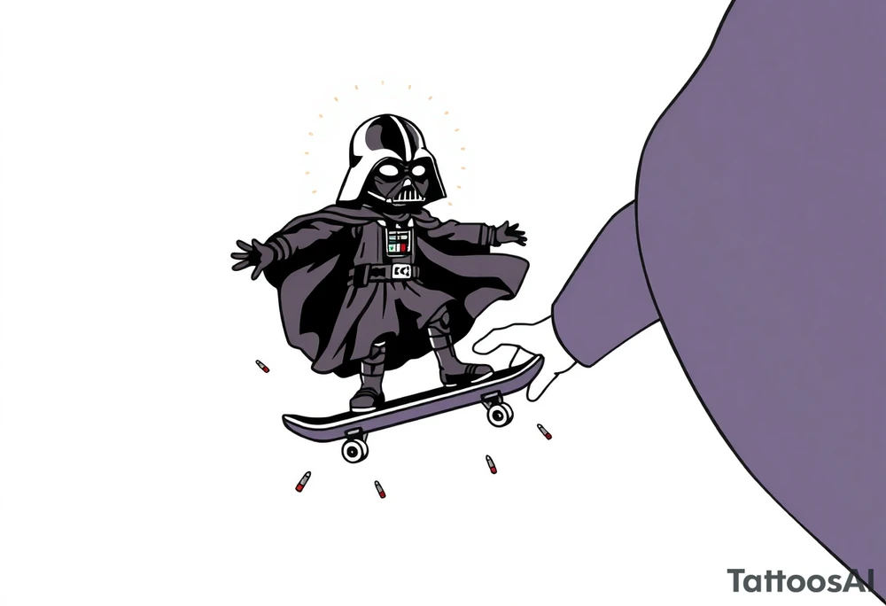 Skateboarding Darth Vadar saying "Memento Mori", outdoors, heaven, bullets
SETH J. CARTER
12/29/88-01/06/24 tattoo idea