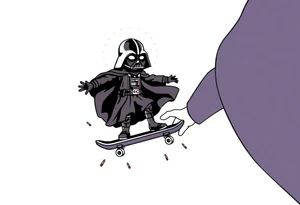 Skateboarding Darth Vadar saying "Memento Mori", outdoors, heaven, bullets
SETH J. CARTER
12/29/88-01/06/24 tattoo idea