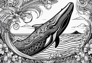 Hawaii whale breaching paisley tattoo idea
