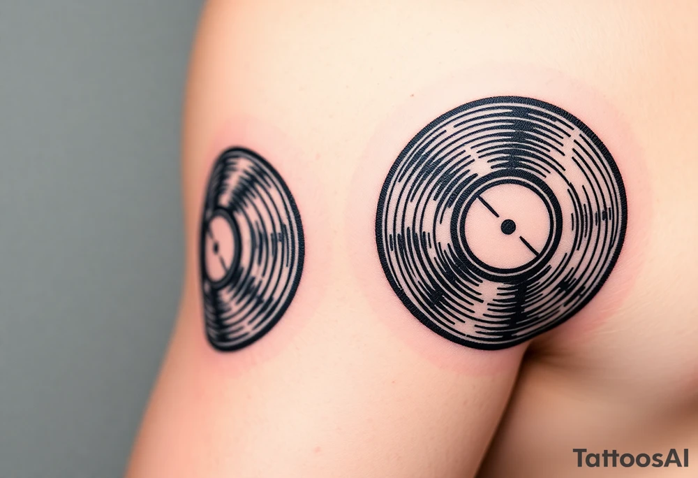 two vinyl records side by side expressing love for music tattoo idea