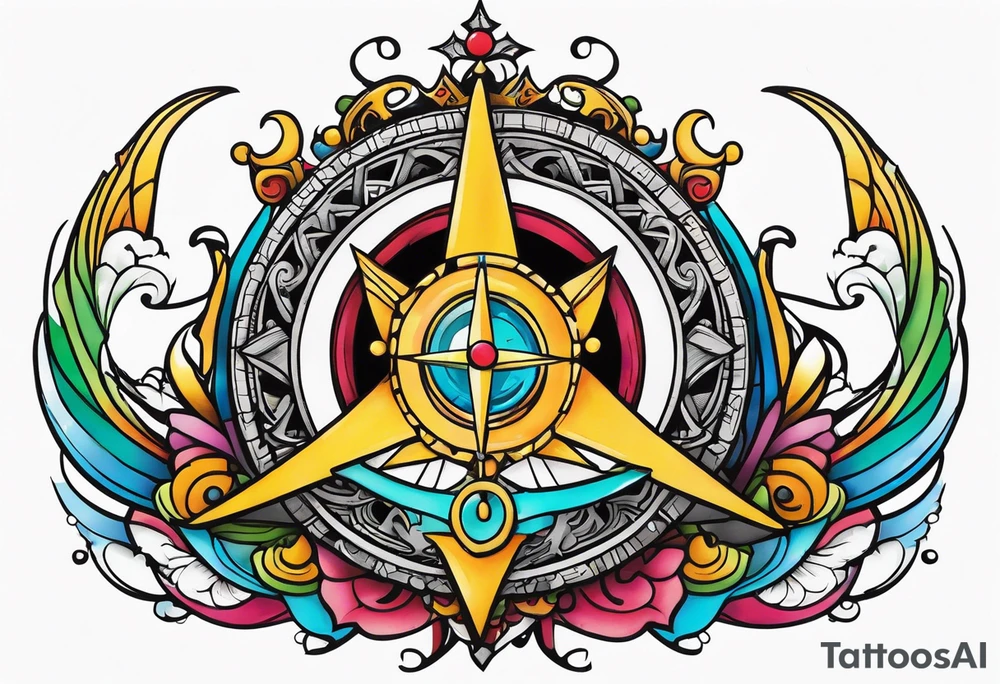 Queen compass dragon crown tattoo idea