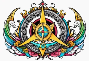 Queen compass dragon crown tattoo idea