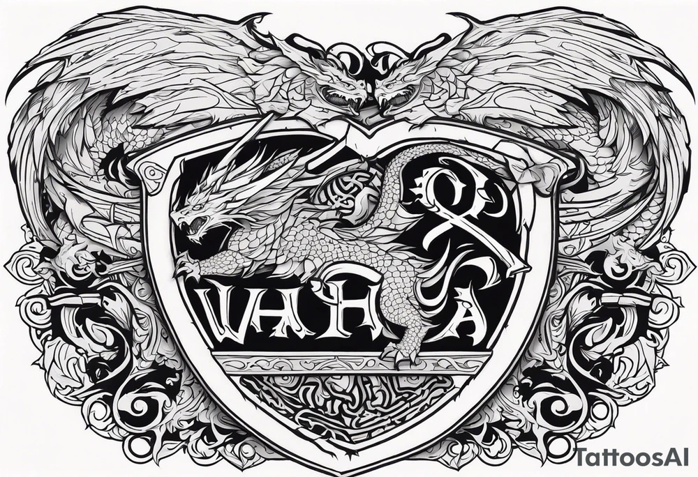 Valhalla sword shield dragon tattoo idea