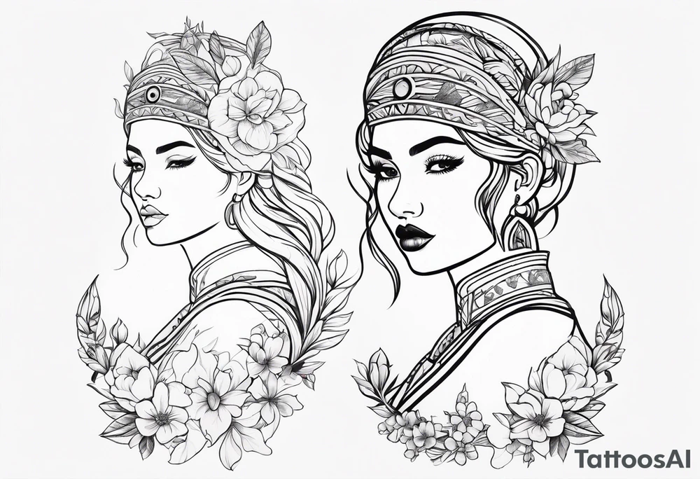 small ornate woman warrior floral  tattoo tattoo idea