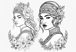 small ornate woman warrior floral  tattoo tattoo idea