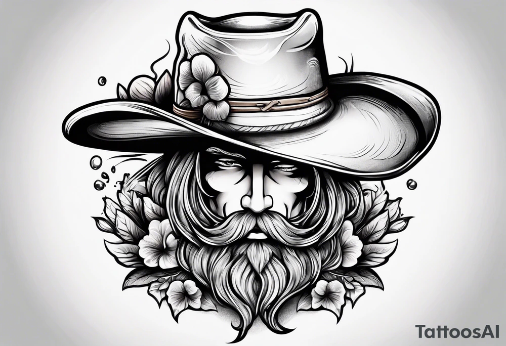 Mushroom wearing a cowboy hat tattoo idea