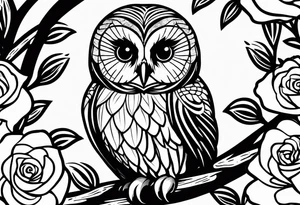 Barred owl, a rose, a paw print tattoo idea