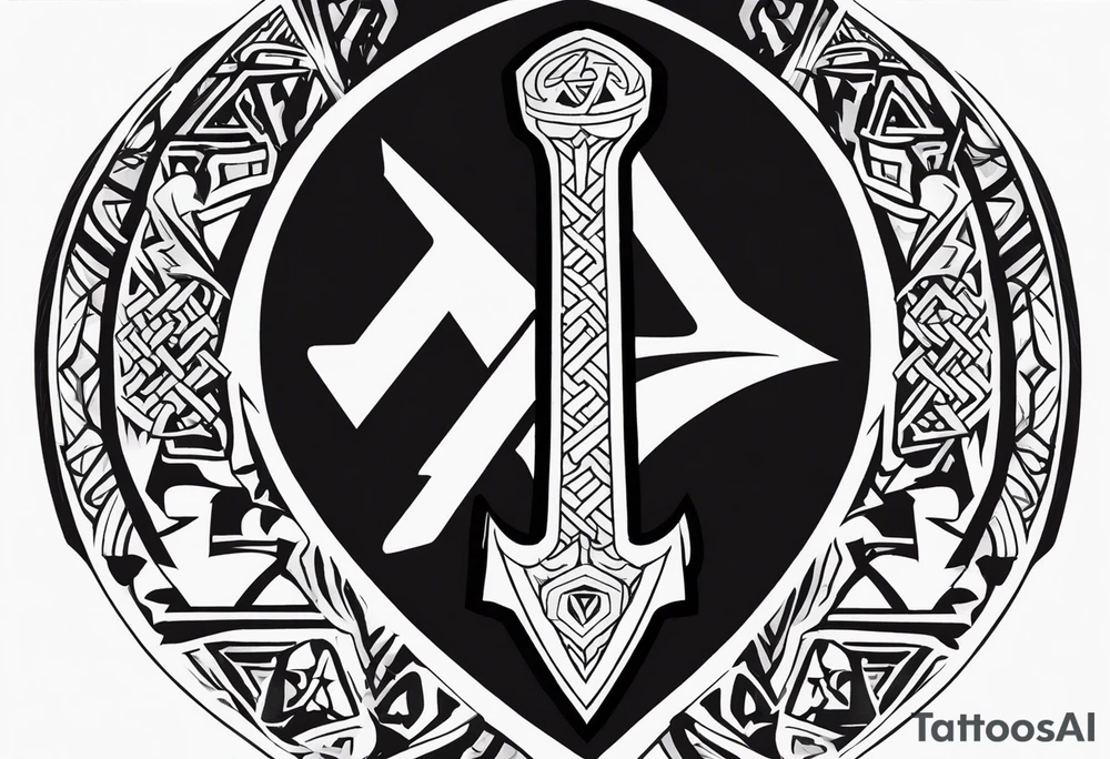 Valhalla sword shield axe Valknut stairs dragon lion tattoo idea Valhalla sword shield axe Valknut stairs dragon lion tattoo idea
