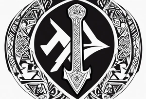 Valhalla  sword shield axe Valknut  stairs dragon lion tattoo idea