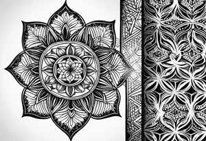 flower of life with henna pattern tattoo idea