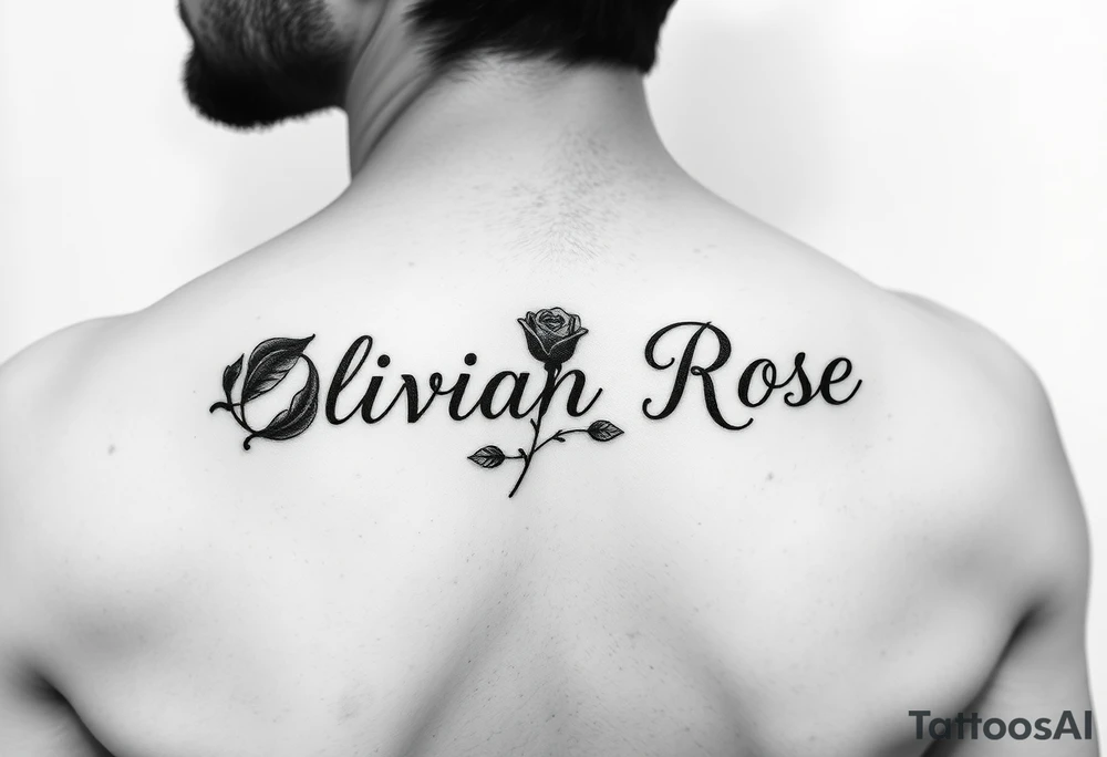 The name Oliviah Rose written as the rose stem spelt as the name
Girl tattoo tattoo idea