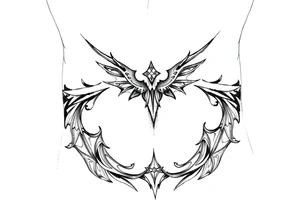 Each tribal piece for below the belly button on a male that runs from hip to center of the groin kind of Gothic eclectic just nice tattoo idea