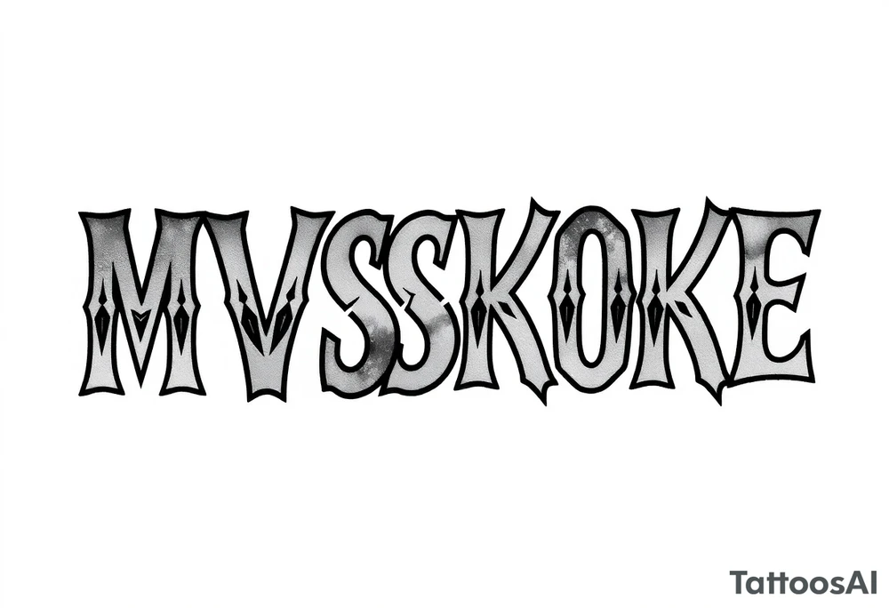 The word “MVSKOKE” shaded with Native American print tattoo idea