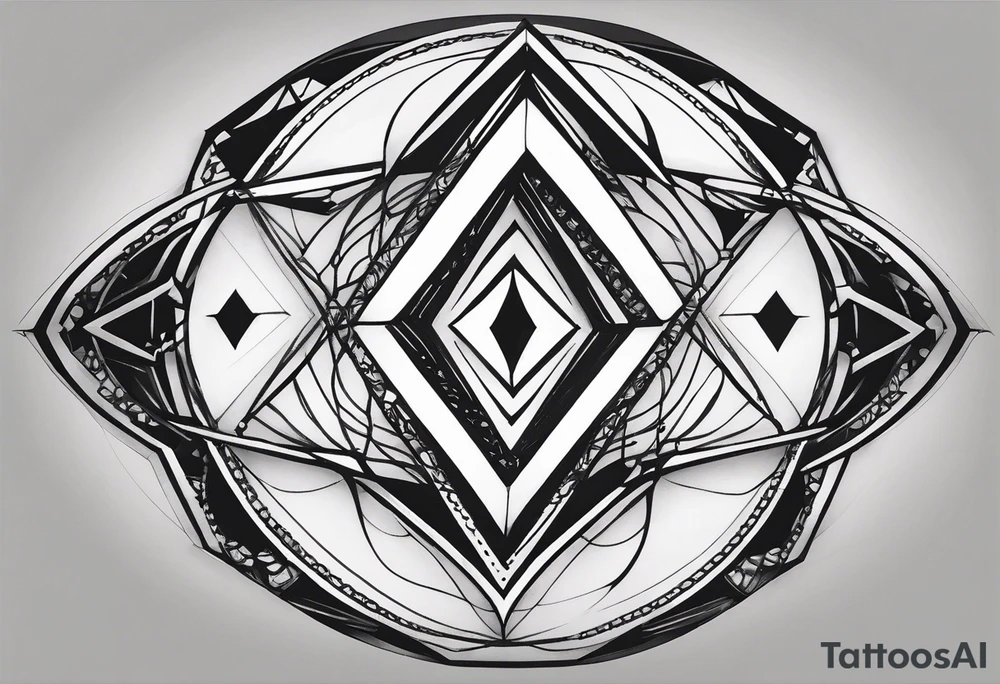 Simplistic symbol large delta inside a circle made from chain tattoo idea