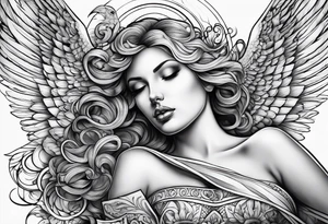 Angel laying down tattoo idea