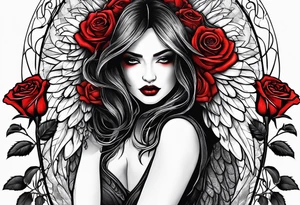 Red rose
May angels lead you in 
Raven perched on rose tattoo idea