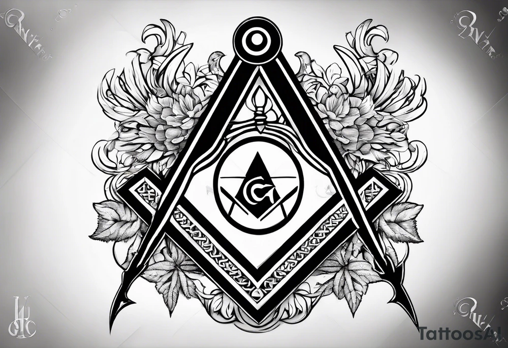 Masonic square and compass on staff of caduceus tattoo idea