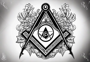 Masonic square and compass on staff of caduceus tattoo idea