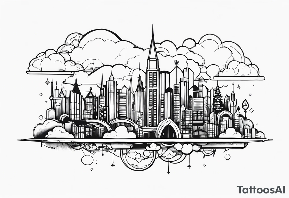 cloud town tattoo idea