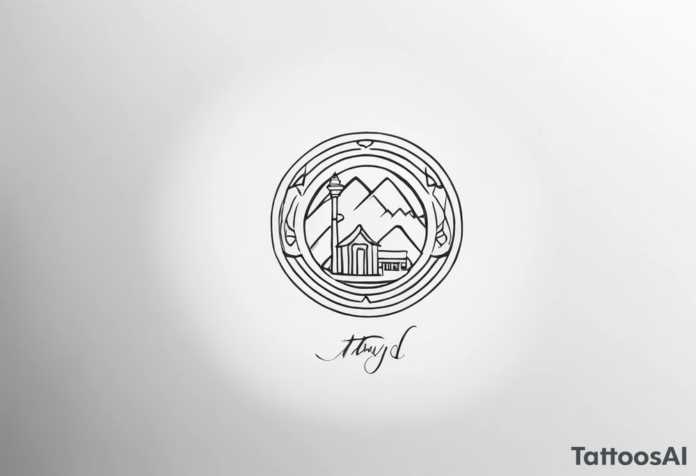 a minimalistic, very small, fine line tattoo symbolizing my love to travel the world and explore new cultures while also including a symbol of my roots, my family and friends, who I am very grateful for tattoo idea