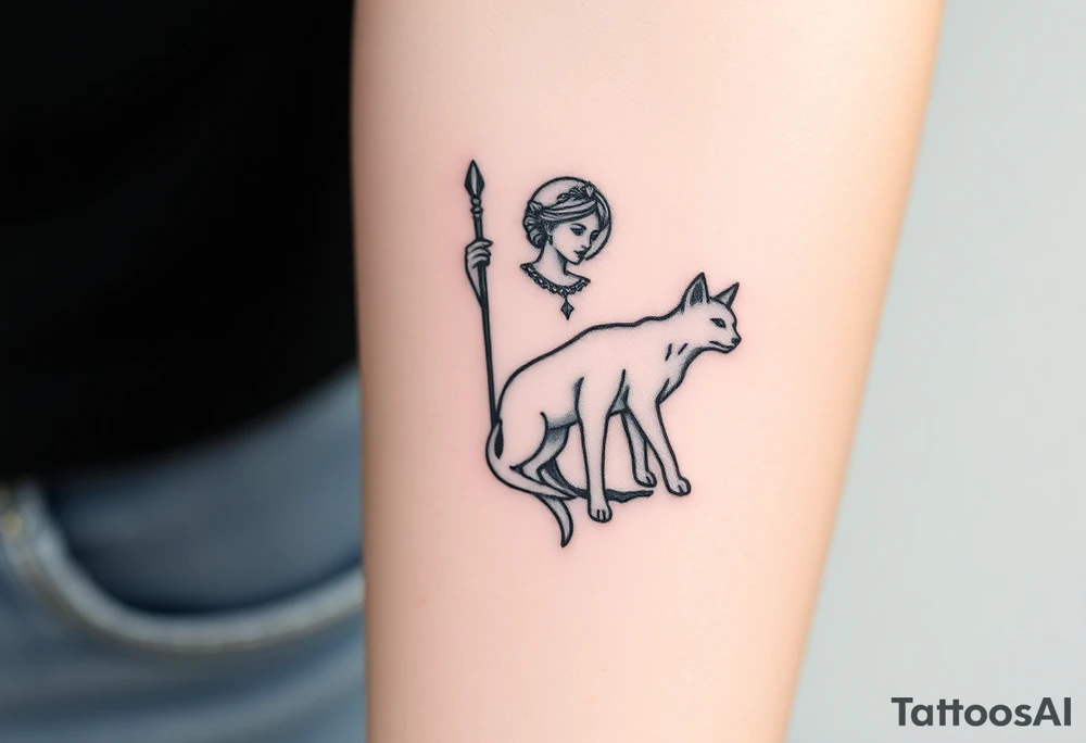 Goddess artemis with cat instead of wolf tattoo idea