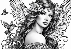 Angel with hummingbird tattoo idea