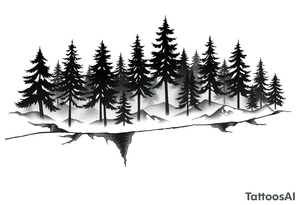 Coniferouse forest silhouette around the forearm a tattoo tattoo idea