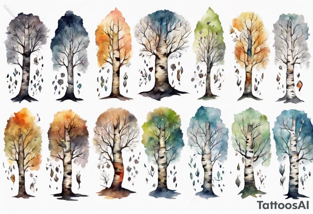 a birch tree shaped like a human tattoo idea