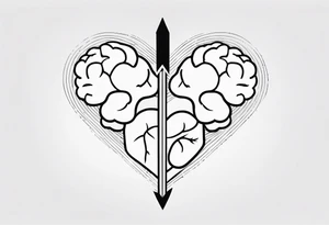 Picture of a heart and brain with an arrow pointing down underneath tattoo idea