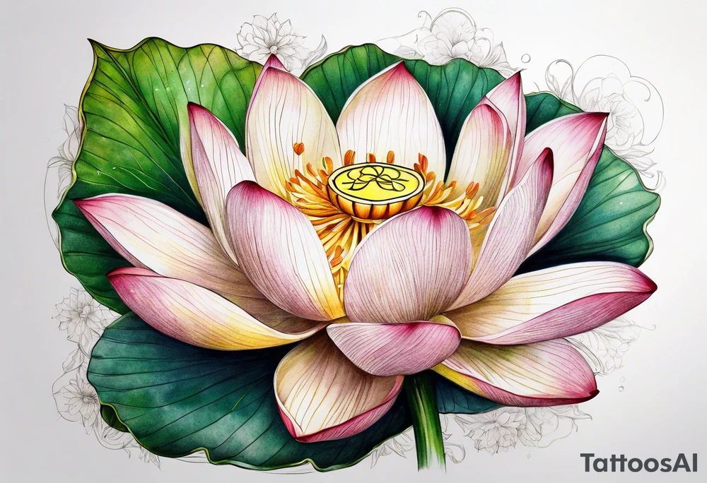 Lotus flower with stem tattoo idea