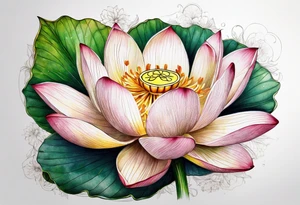 Lotus flower with stem tattoo idea
