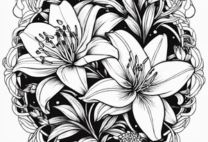 Lily & aster birth flower tattoo idea