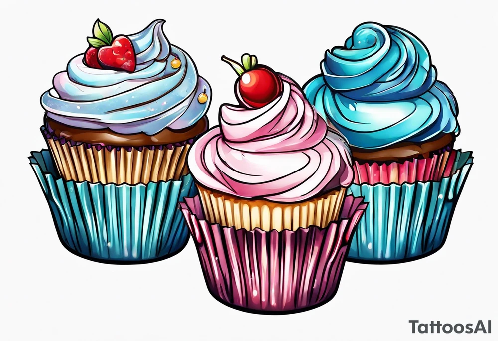 Cupcake with sweet imagery tattoo idea