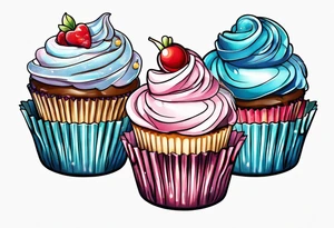 Cupcake with sweet imagery tattoo idea