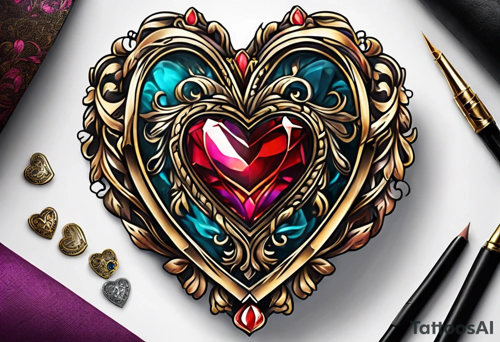 heart locket jewelry tattoo idea