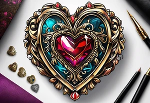 heart locket jewelry tattoo idea