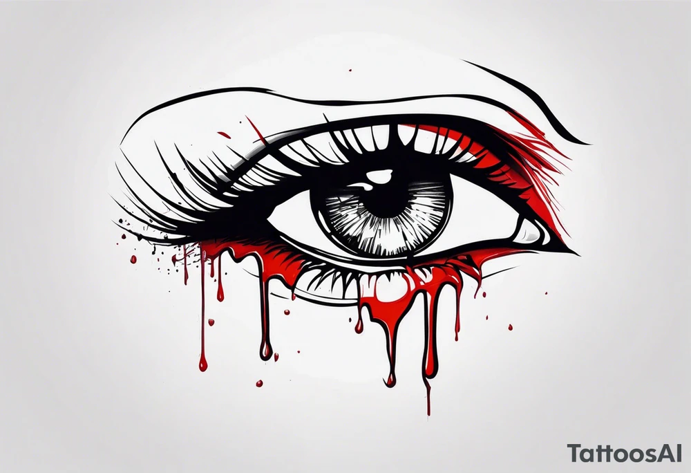 Bleeding tear flows to down from eye tattoo design tattoo idea