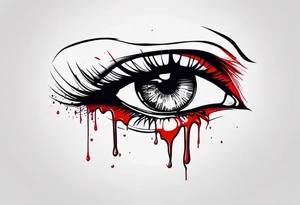 Bleeding tear flows to down from eye tattoo design tattoo idea