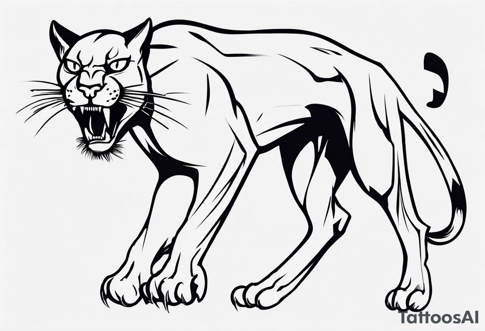 A black puma looking vicious. I want to see his whole body, and see him from a above perspective tattoo idea