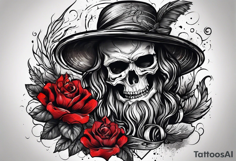 black and red rainy day tattoo idea