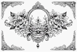 small long ornate floral sternum tattoo tattoo idea