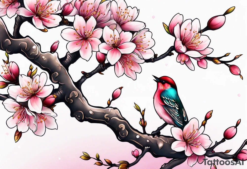 Shoulder cherry blossom tattoo idea