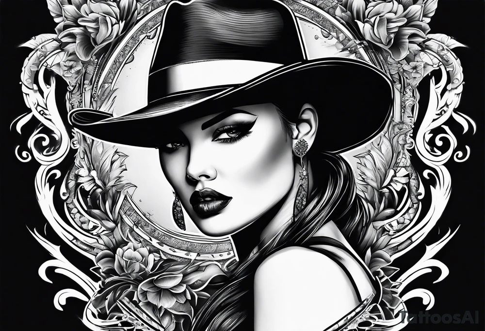 Gangster art in black and white tattoo idea