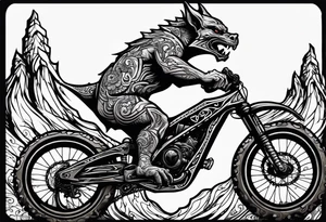 gargoyle riding a full suspension mountain bike with a shadow tattoo idea
