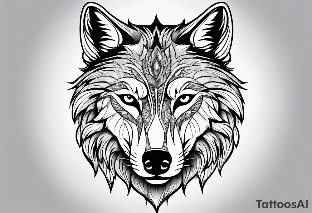Wolf face, front on tattoo idea