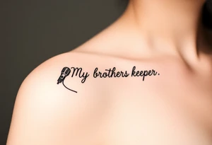 A microphone cords writing the words “My brothers keeper” tattoo idea