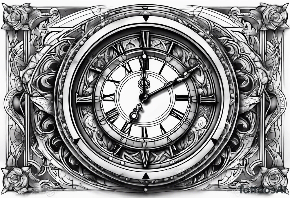 Time piece clock with dice smoked up tattoo idea