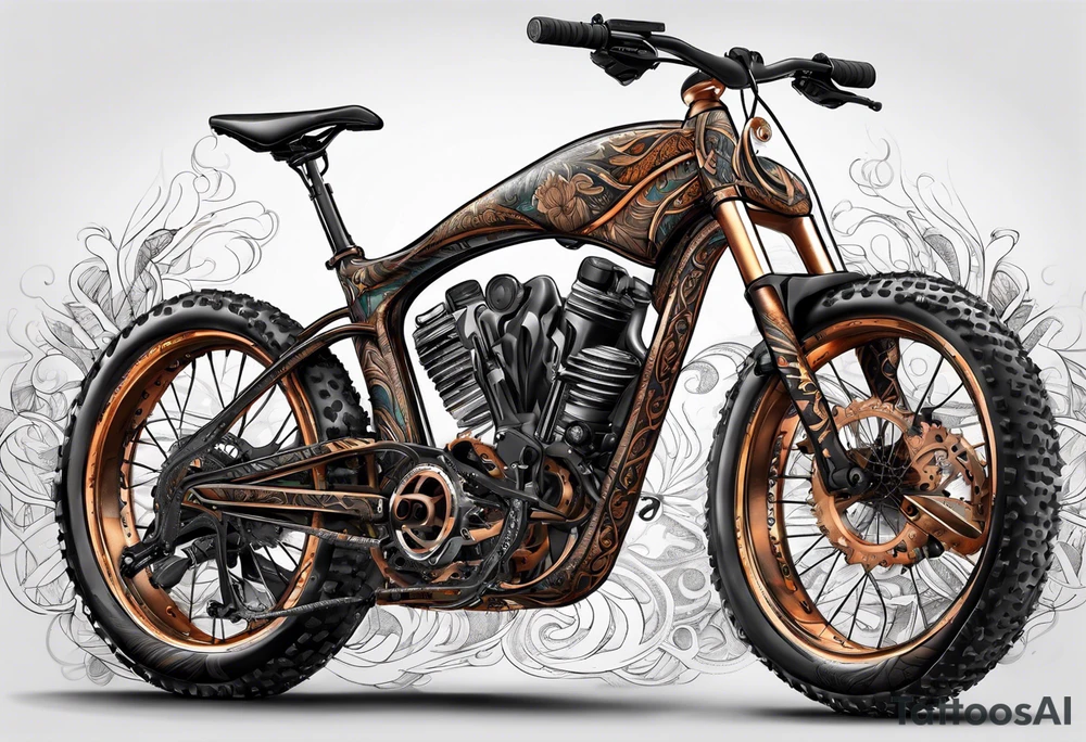 Mountain bike made of a copperhead body tattoo idea